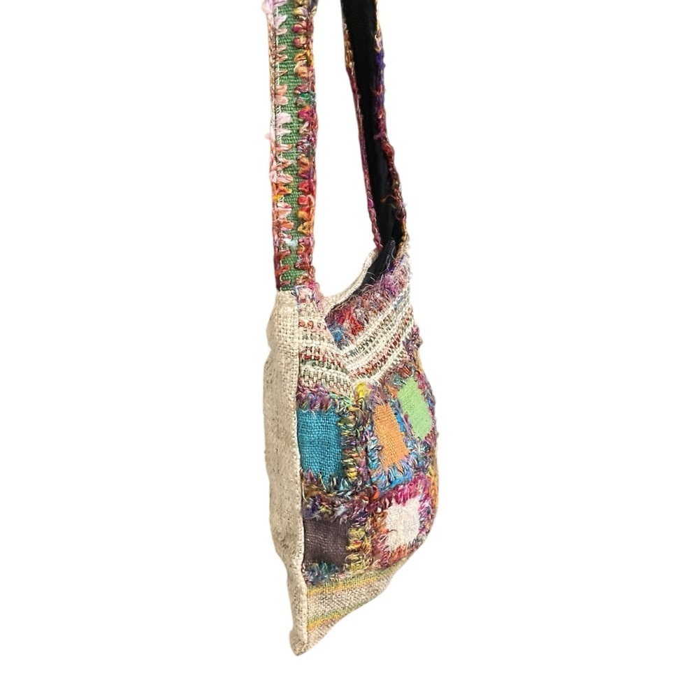 🌈 Boho Patchwork Festival Sling Bag Handmade Nepal‎ Crossbody Hippie Purse - Picture 4 of 8